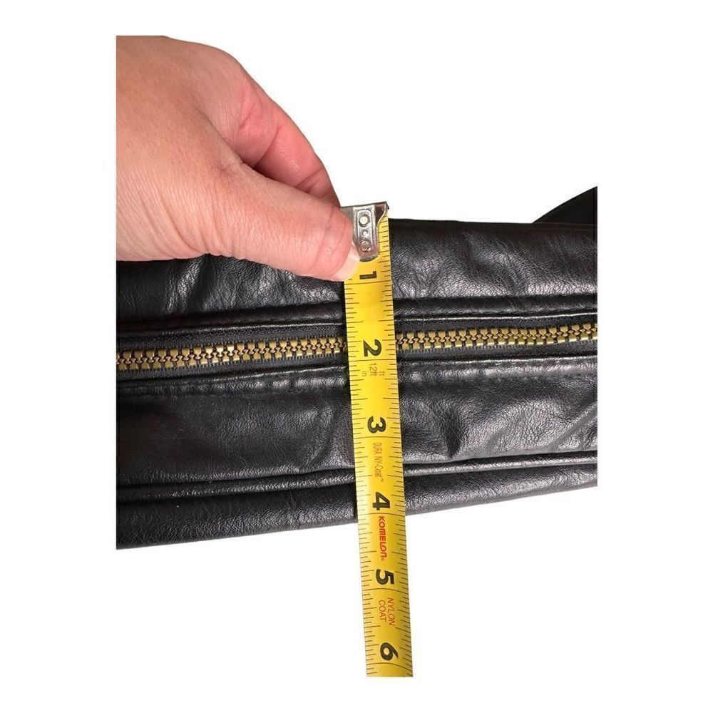 Large leather travel/work bag black with lots of pockets adjustable shoulder str - Picture 15 of 16